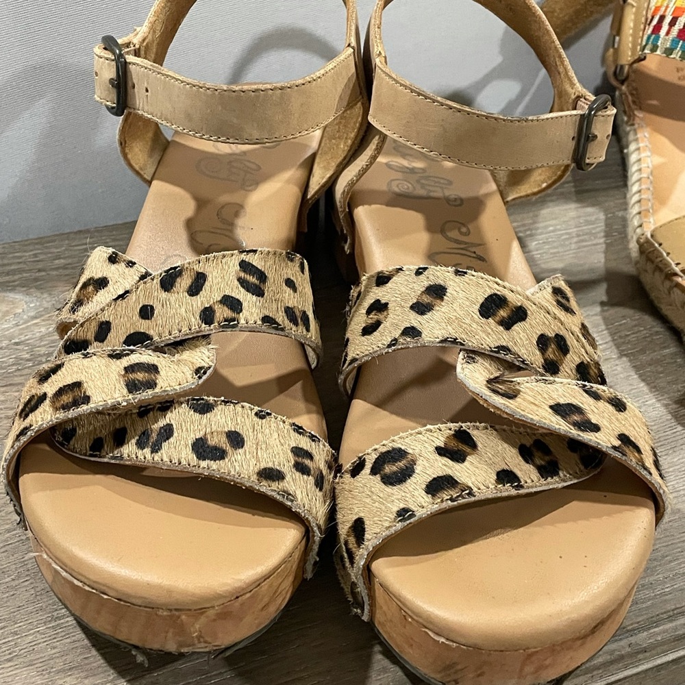 Naughty monkey leopard block platform sandal